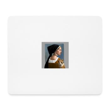 Chat avec dame dans des peintures dans le style Johannes Vermeer - Tapis de souris (format paysage) - blanc - Devant