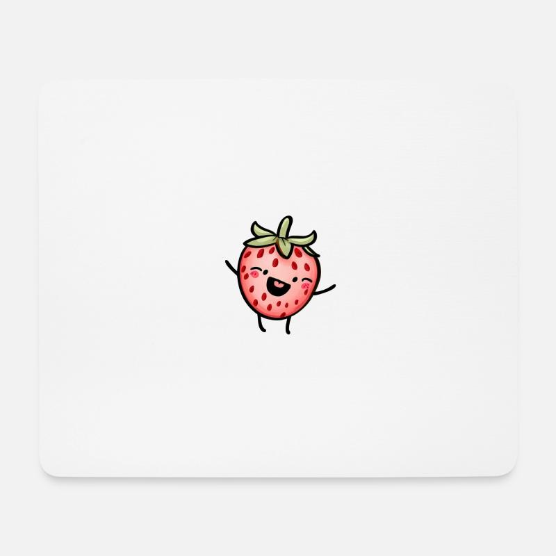 Fröhliche Erdbeere - Mousepad (Querformat) - Weiß