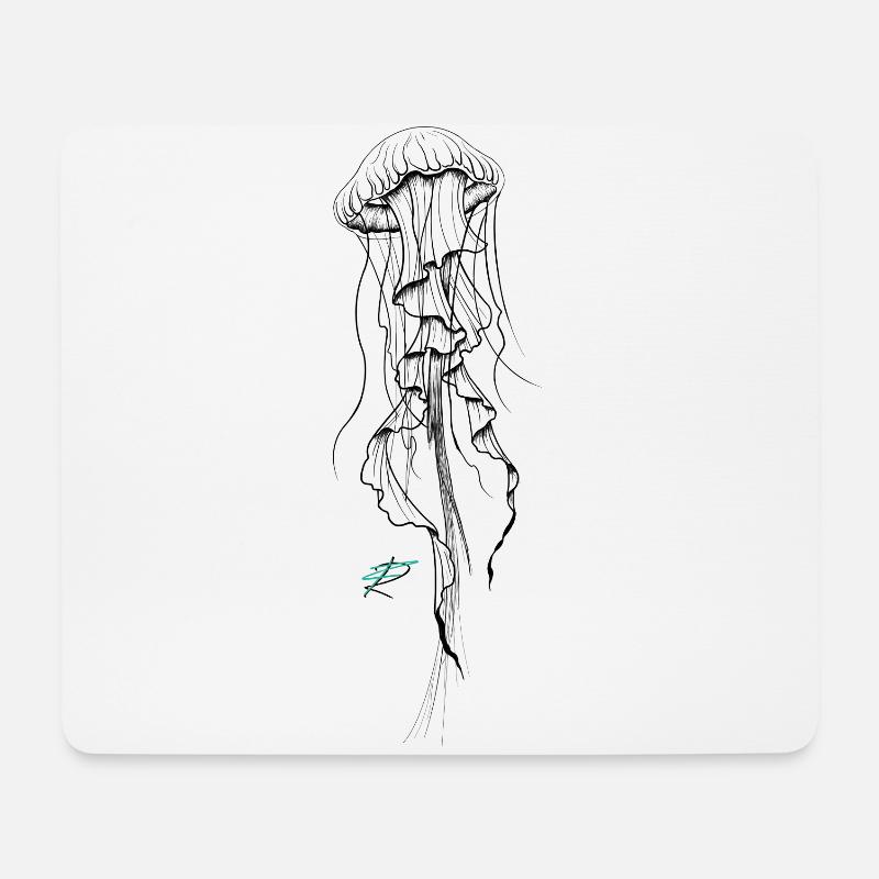 Qualle - Mousepad (Querformat) - Weiß