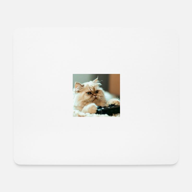Perserkatze Negan beim Videospielen - Mousepad (Querformat) - Weiß