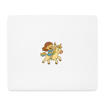 Petite cavalière sur licorne magique - Tapis de souris (format paysage) - blanc - Devant