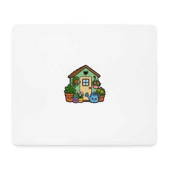 Kleines Gartenhäuschen mit Pflanzen - Mousepad (Querformat) - Weiß - Vorne