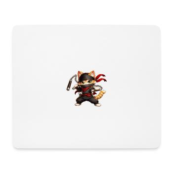 Ninja Katze - Mousepad (Querformat) - Weiß - Vorne