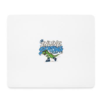 Inline Skating Dino auf Inlinern - Mousepad (Querformat) - Weiß - Vorne