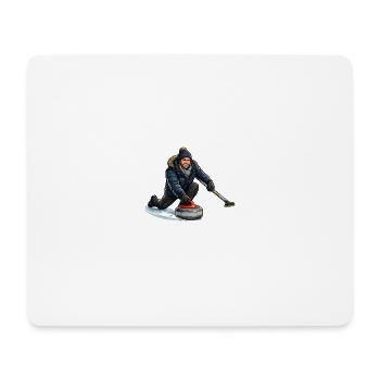 Curlingheld im Eiswind - Mousepad (Querformat) - Weiß - Vorne