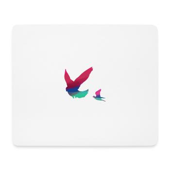 oiseaux, coloré, aquarelle, pigeons, mouches - Tapis de souris (format paysage) - blanc - Devant