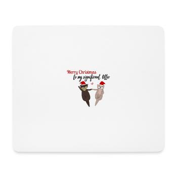 Cute Christmas Otter / Christmas Motif Otter - Mouse Pad (horizontal) - white - Front