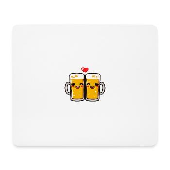 Bière Couple Amour Coeur Saint Valentin - Tapis de souris (format paysage) - blanc - Devant