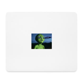 Grüner Alien Blickfang UFO - Mousepad (Querformat) - Weiß - Vorne