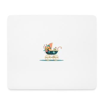 Poussette fleurie 10 - Tapis de souris (format paysage) - blanc - Devant