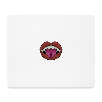 Lippen mit Gradient-Zunge und Vampirzähnen - Mousepad (Querformat) - Weiß - Vorne