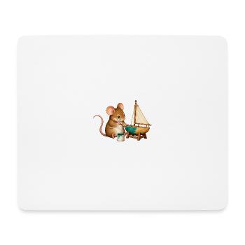 Maus baut ein Modellsegelboot - Mousepad (Querformat) - Weiß - Vorne