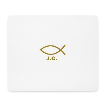 Poisson christianisme or avec légende - Tapis de souris (format paysage) - blanc - Devant