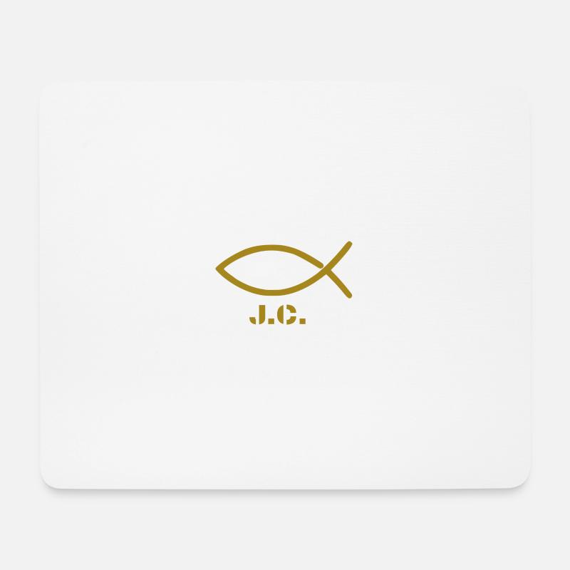 Fisch Christentum Gold mit Beschriftung - Mousepad (Querformat) - Weiß