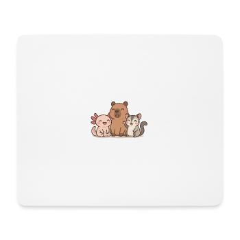 Illustration de famille d’animaux mignons - Tapis de souris (format paysage) - blanc - Devant