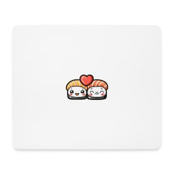 Sushi Couple Amour Coeur Bande Dessinée - Tapis de souris (format paysage) - blanc - Devant