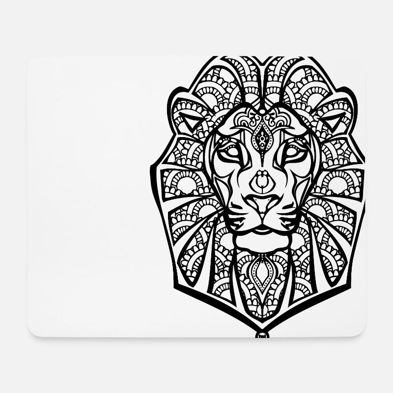 Henna lion - Tapis de souris (format paysage) - blanc