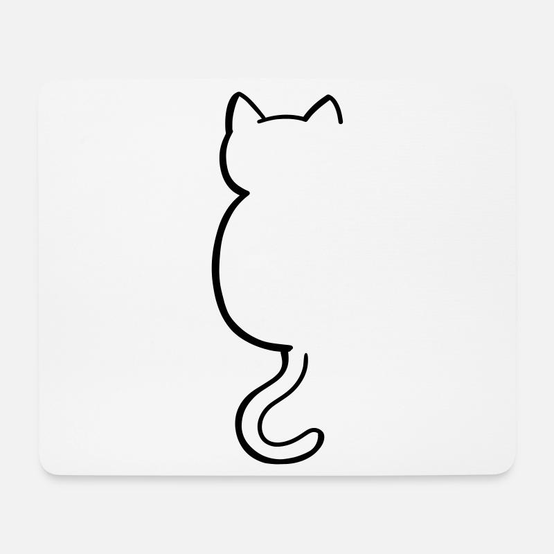 Katze Silouette - Mousepad (Querformat) - Weiß