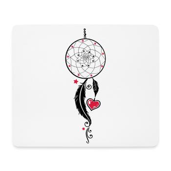 Dreamcatcher, coeur et aux plumes, style girlie - Tapis de souris (format paysage) - blanc - Devant
