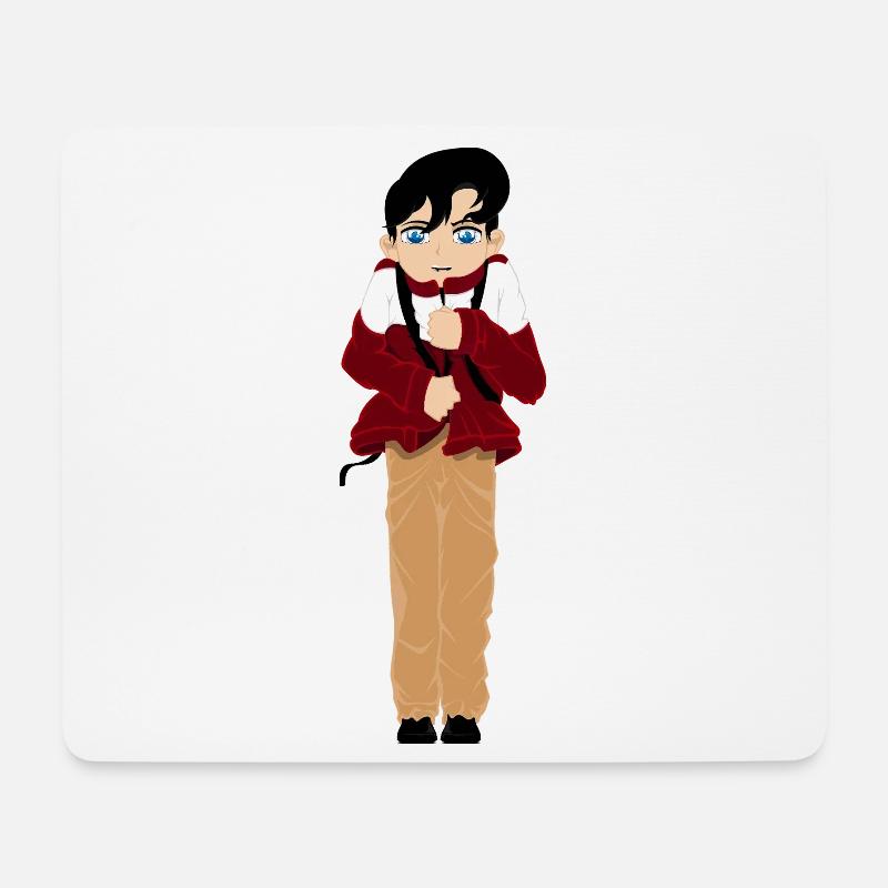 Anime-Figur mit rotem und beigem Fell - Mousepad (Querformat) - Weiß