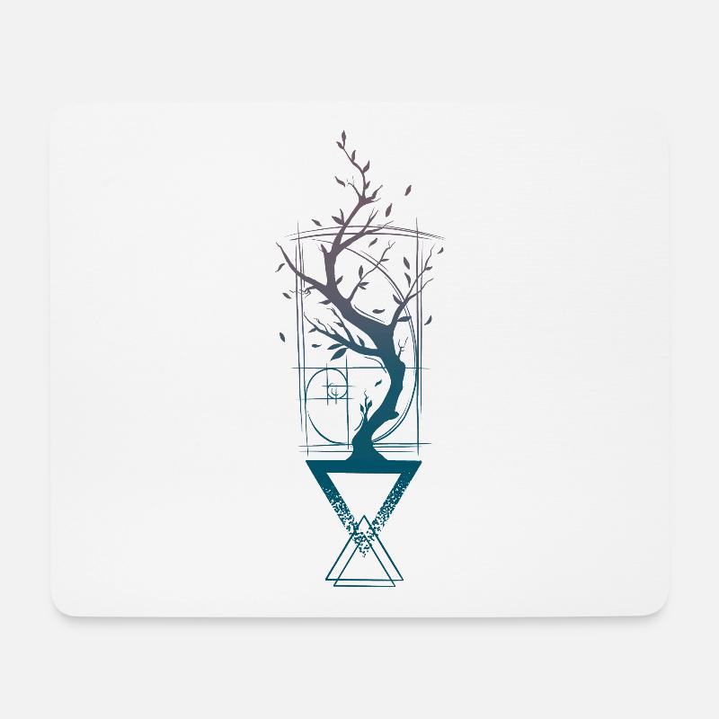 Geometrischer Baum - Mousepad (Querformat) - Weiß