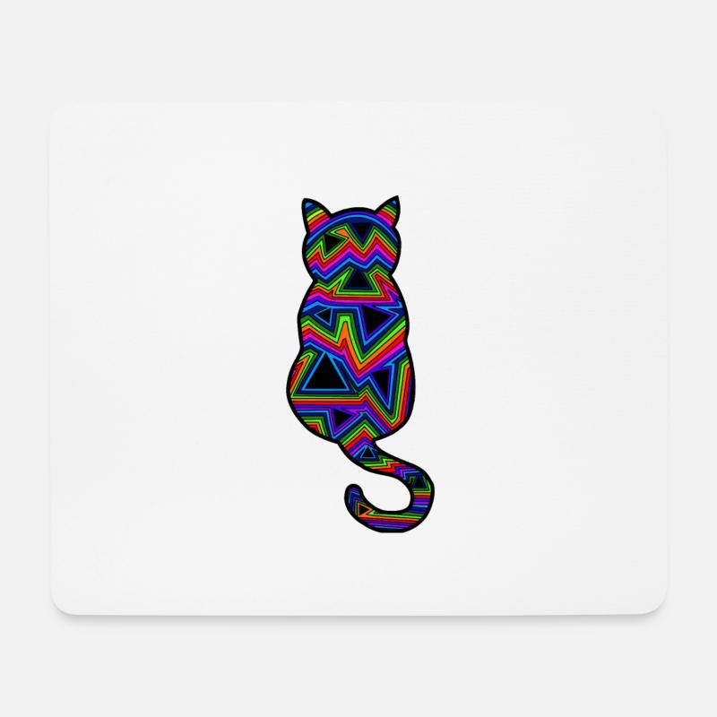 Psychedelische Katze - Mousepad (Querformat) - Weiß