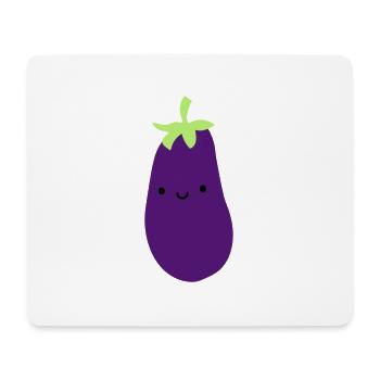 aubergine mit gesicht augen mund niedlich suess ge - Mousepad (Querformat) - Weiß - Vorne