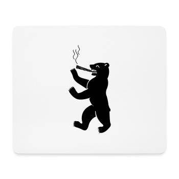 berliner_baer_raucht_weed_02 - Mousepad (Querformat) - Weiß - Vorne