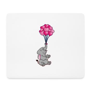 lustiger Elefant mit Herz Luftballons | Elefanten - Mousepad (Querformat) - Weiß - Vorne