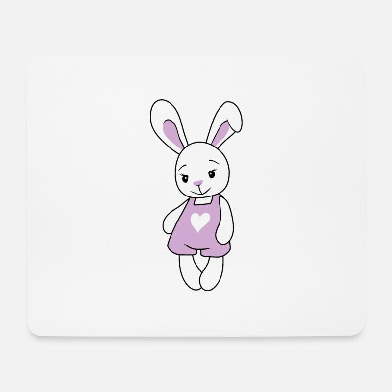 Lapin mignon de dessin animé - Tapis de souris (format paysage) - blanc