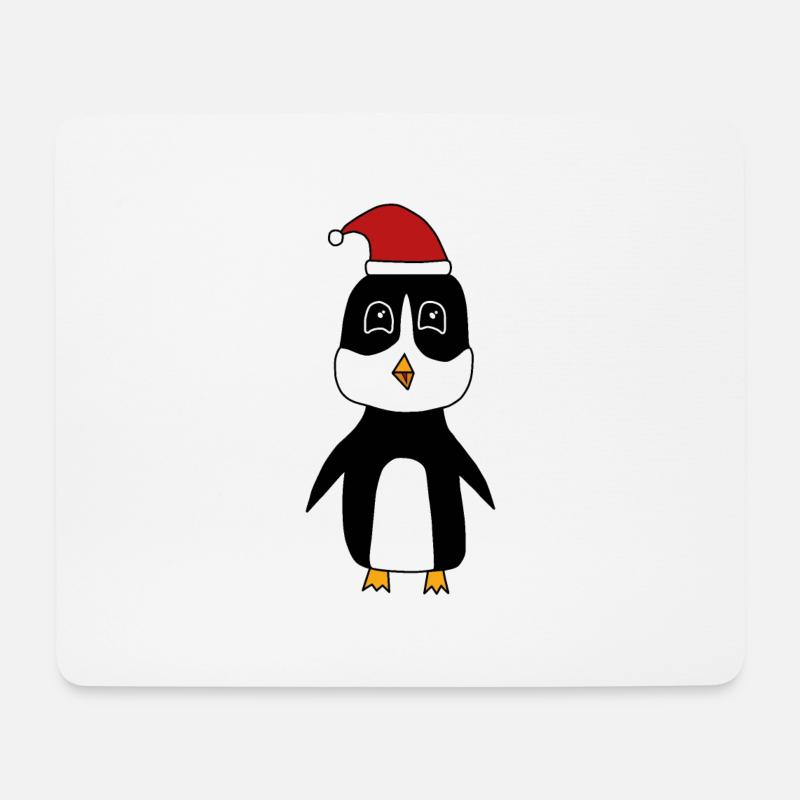 Pinguin feiert Weihnachten - Mousepad (Querformat) - Weiß