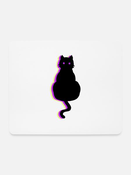 Leuchtkatze pink - Mousepad (Querformat) - Weiß