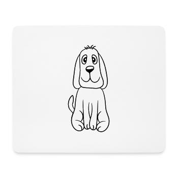 chien assis mignon petit chiot heureux animal de compagnie - Tapis de souris (format paysage) - blanc - Devant