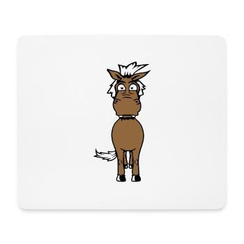 cheval anxieux drôle drôle grimace dessin animé - Tapis de souris (format paysage) - blanc - Devant