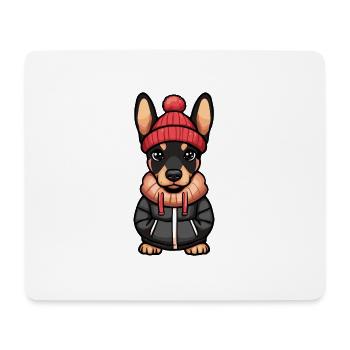Doberman Dog Winter - Mouse Pad (horizontal) - white - Front