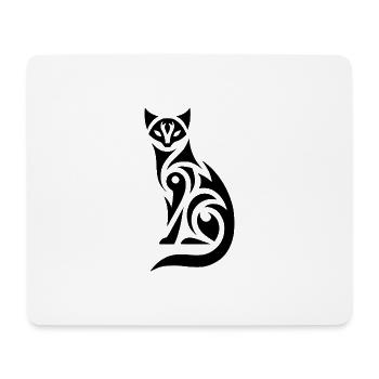 Tribal cat in expressive silhouette - Mouse Pad (horizontal) - white - Front