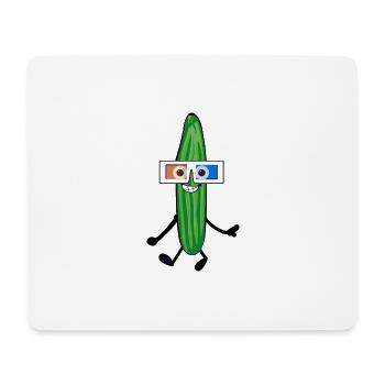 concombre heureux, concombre, 3 D, lunettes de soleil, joyeux, - Tapis de souris (format paysage) - blanc - Devant