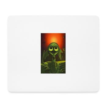 Crazy Comic Alien auf einer fremden Planetenlandschaft - Mousepad (Querformat) - Weiß - Vorne