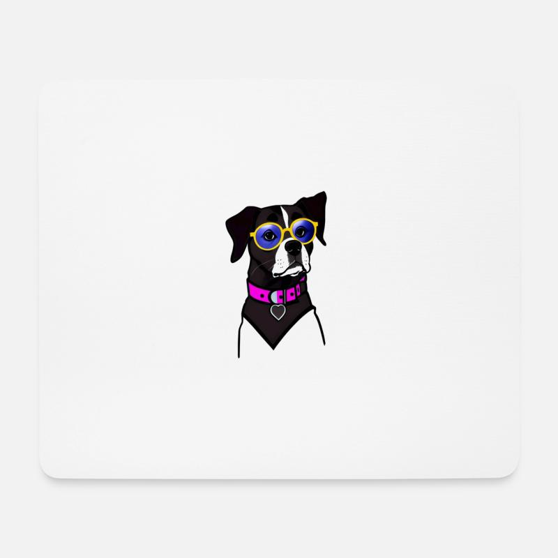 Cooler Hund mit Brille - Mousepad (Querformat) - Weiß