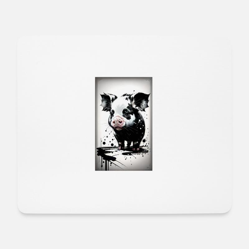Niedliches Schwein - Mousepad (Querformat) - Weiß