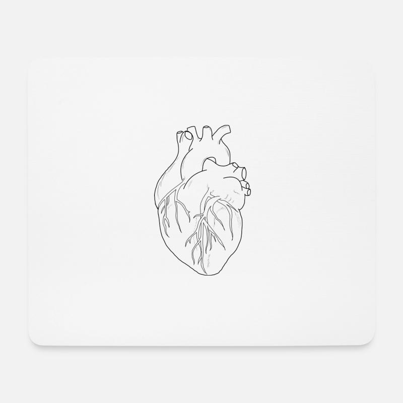 Anatomisches Herz - Mousepad (Querformat) - Weiß