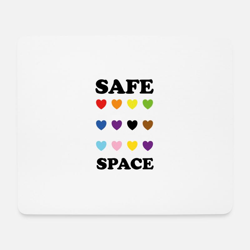LGBTQ inclusive pride colors hearts SAFE SPACE - Mouse Pad (horizontal) - white