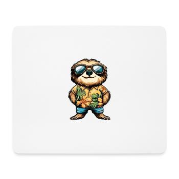 Faultier Cool Sommer - Mousepad (Querformat) - Weiß - Vorne