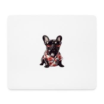 Buldog Français Chien Été - Tapis de souris (format paysage) - blanc - Devant