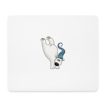 Winter Free Spirit Polar Bear with Striped Cap - Mouse Pad (horizontal) - white - Front