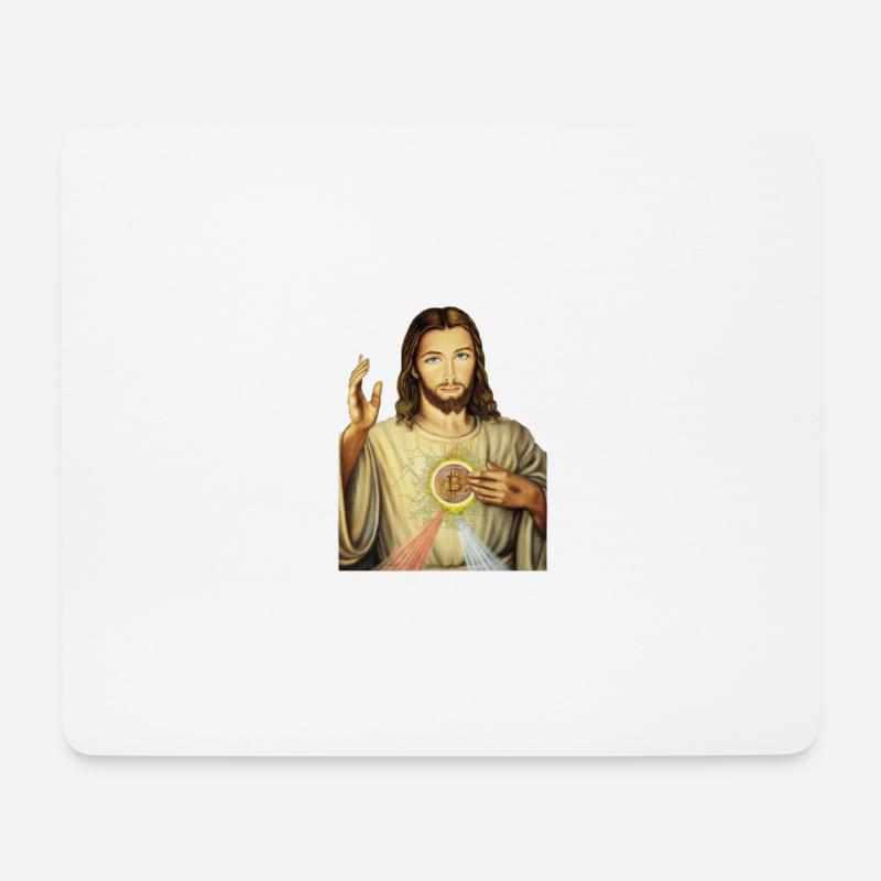 Bitcoin Jesus - Mousepad (Querformat) - Weiß