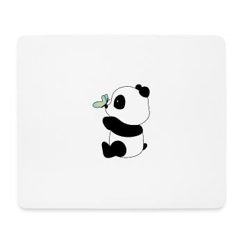 Panda et papillon – Rencontre douce - Tapis de souris (format paysage) - blanc - Devant