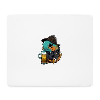 Goldfisch mit Bier süsses motiv - Mousepad (Querformat) - Weiß - Vorne