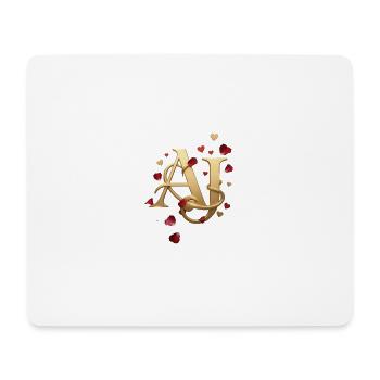 Goldenes AJ Monogram mit Rosen - Mousepad (Querformat) - Weiß - Vorne