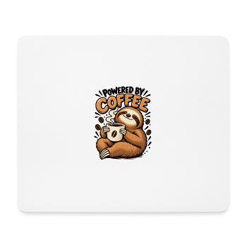 Powered by Coffee Faultier – Lustiges Kaffee Desig - Mousepad (Querformat) - Weiß - Vorne